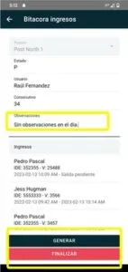 Bitácora de ingresos