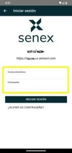 Pantalla de inicio de sesión