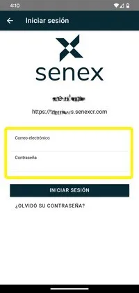 Pantalla de inicio de sesión