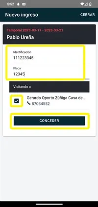 Detalle del ingreso