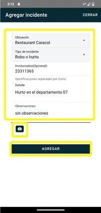 Formulario de nuevo incidente