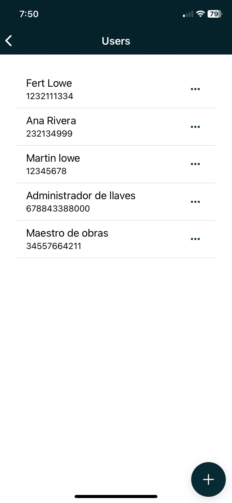 Lista de usuarios