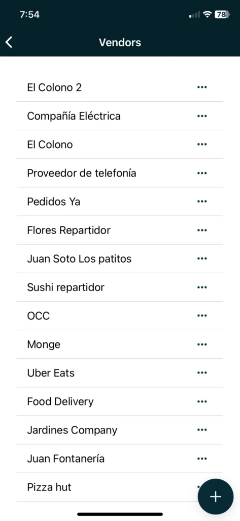 Lista de proveedores